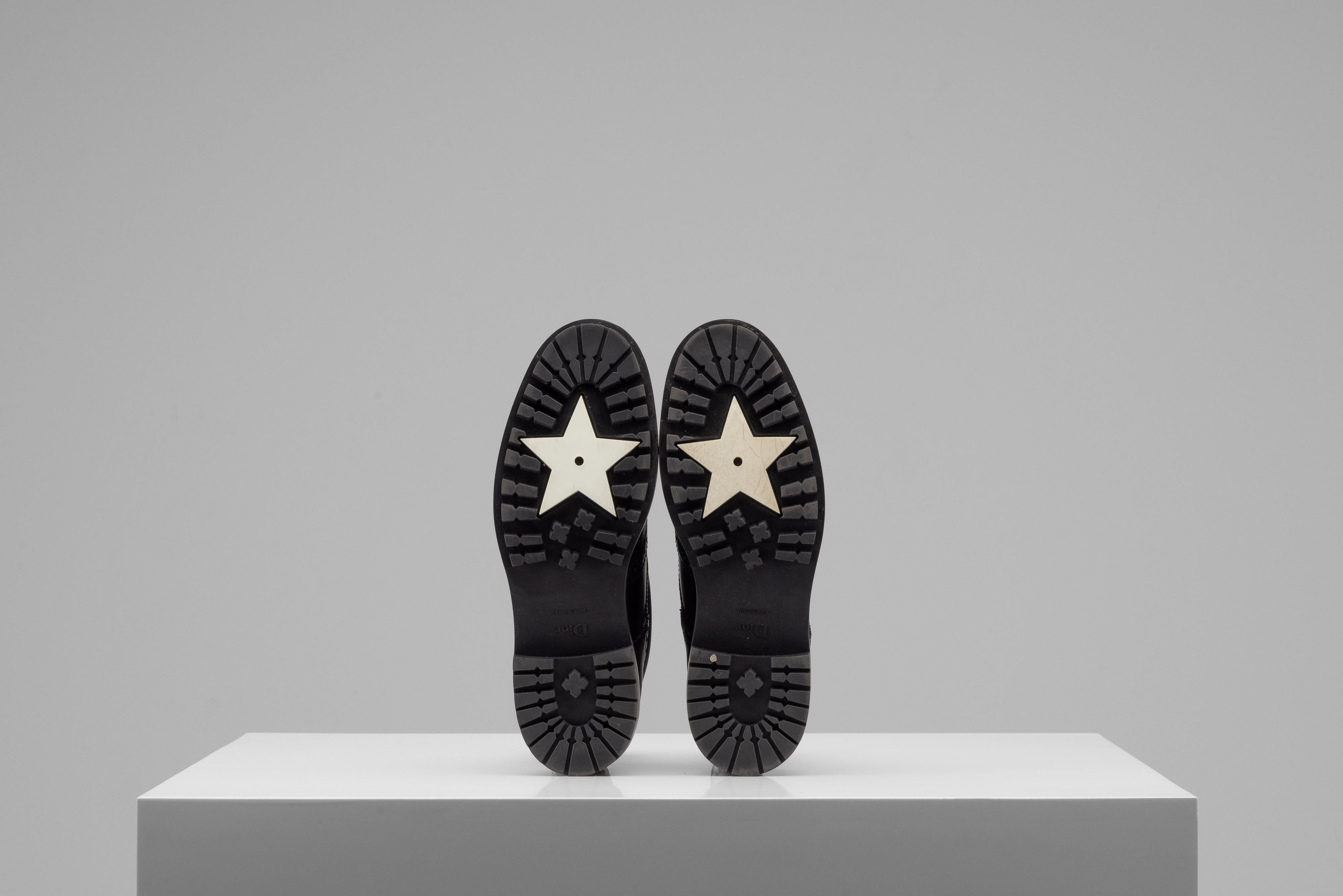Christian Dior - Bottes de combat en cuir noir - Taille 40 en vente 6