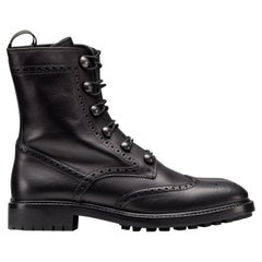 Christian Dior Schwarze Combat-Stiefeletten aus Leder Größe 40
