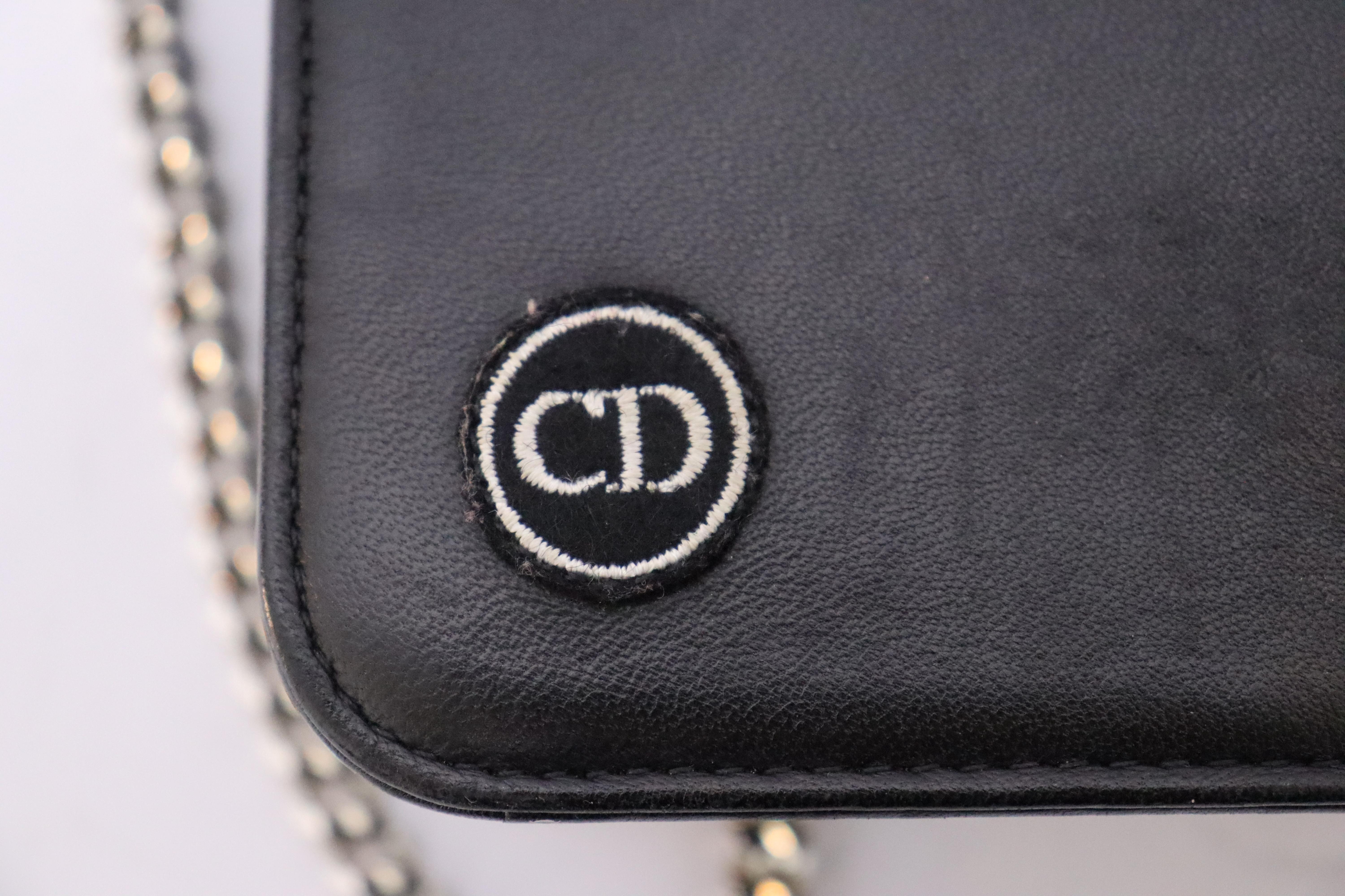 Christian Dior Black Leather Cross Body Bag For Sale 2