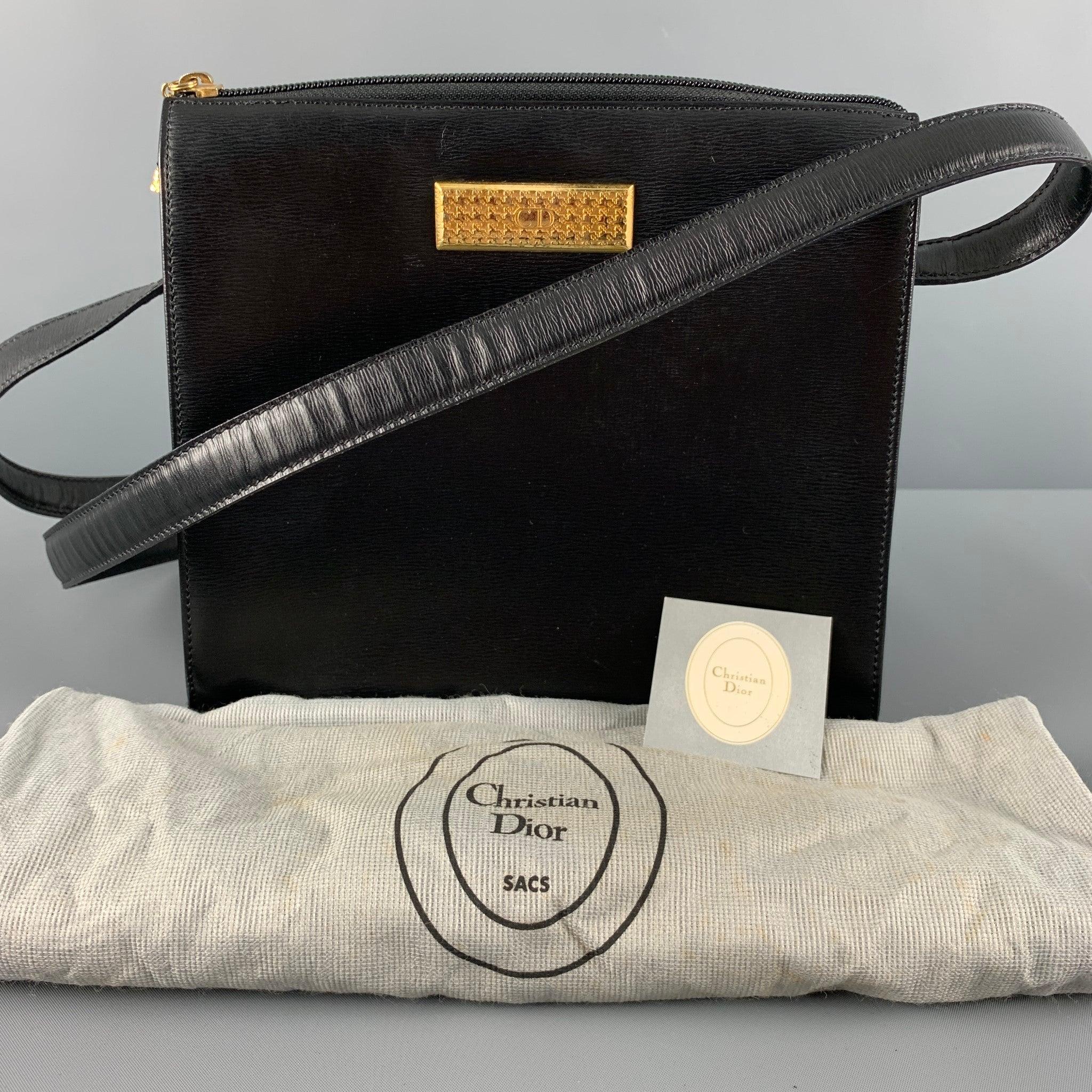 CHRISTIAN DIOR Black Leather Cross Body Handbag For Sale 4