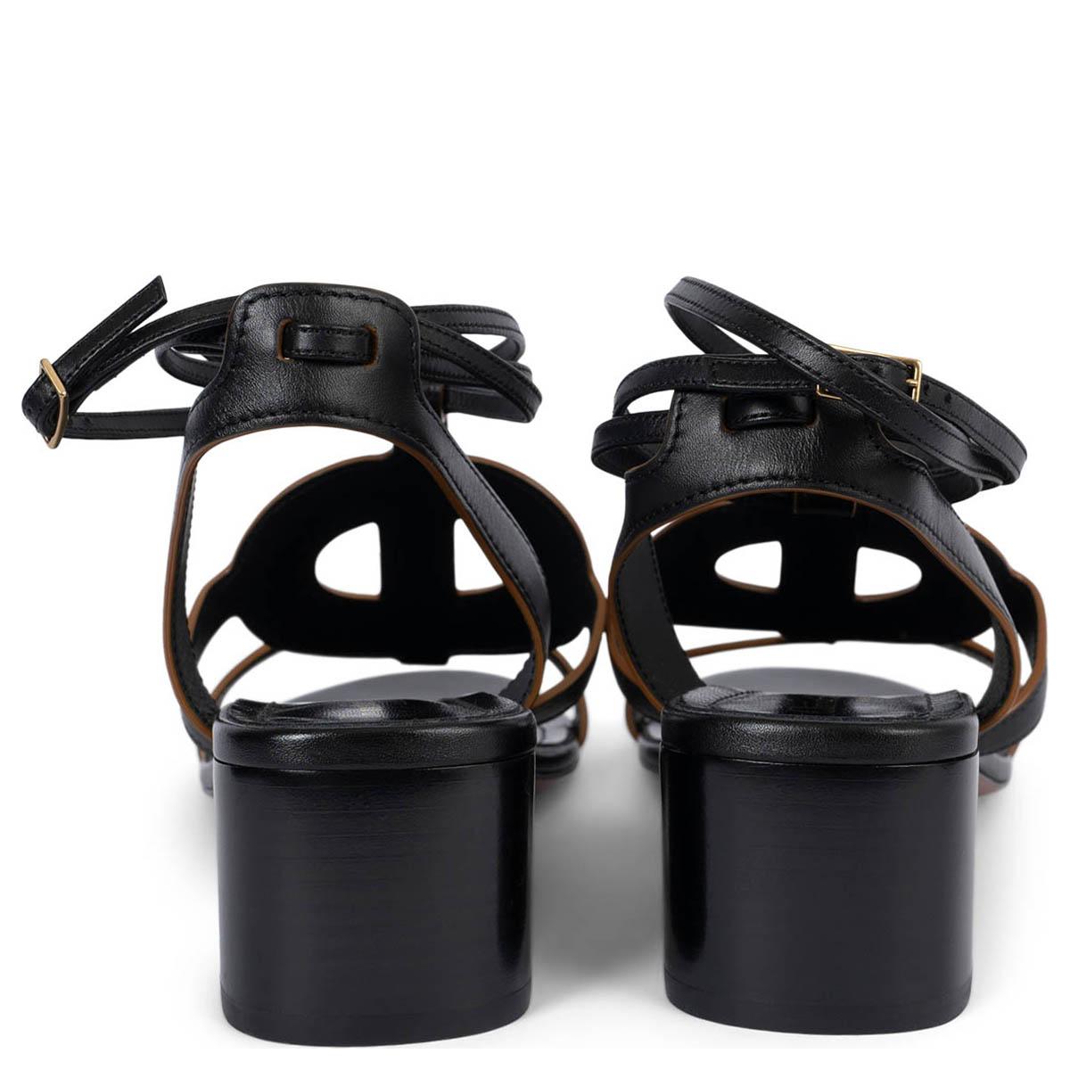 CHRISTIAN DIOR cuir noir D-CLUB BLOCK-HEEL Sandales Chaussures 40 en vente 1
