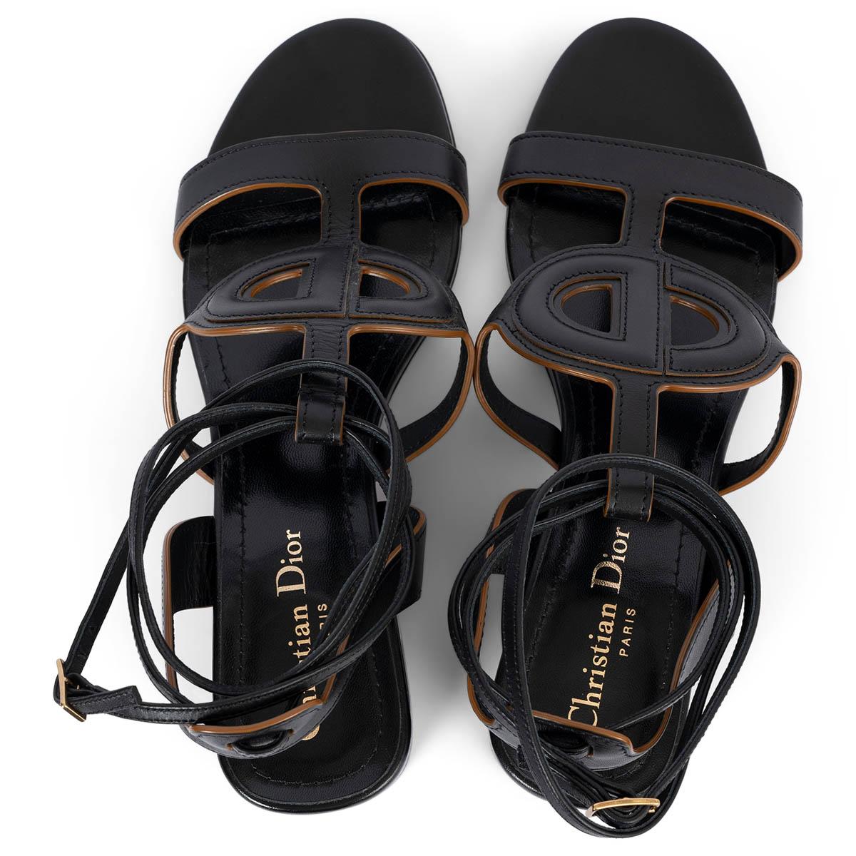 CHRISTIAN DIOR cuir noir D-CLUB BLOCK-HEEL Sandales Chaussures 40 en vente 2