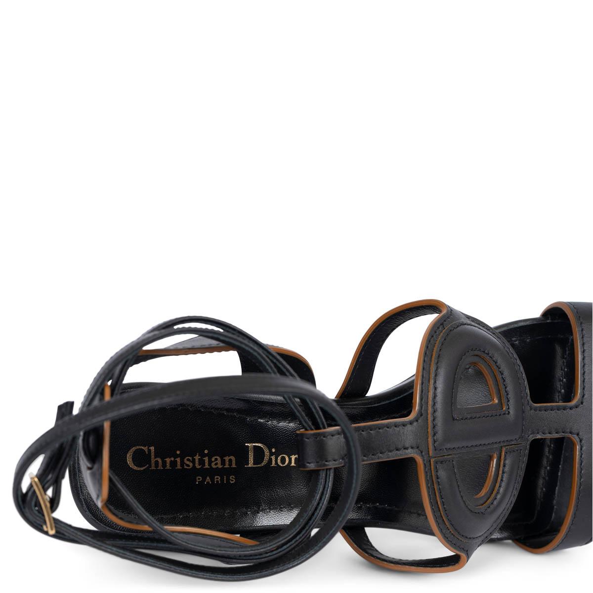 CHRISTIAN DIOR black leather D-CLUB BLOCK-HEEL Sandals Shoes 40 For Sale 3