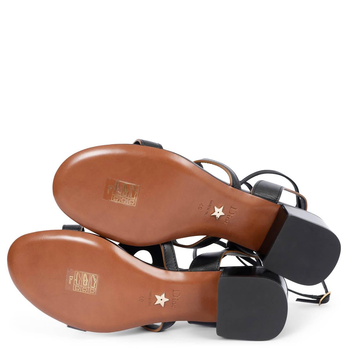 CHRISTIAN DIOR cuir noir D-CLUB BLOCK-HEEL Sandales Chaussures 40 en vente 4