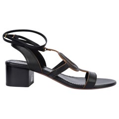 CHRISTIAN DIOR black leather D-CLUB BLOCK-HEEL Sandals Shoes 40
