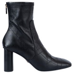 CHRISTIAN DIOR black leather D-SHADOW Ankle Boots Shoes 38.5
