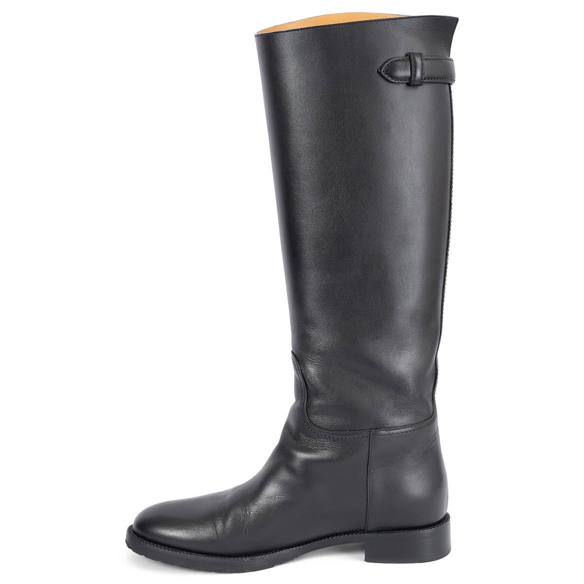 Women's CHRISTIAN DIOR black leather DIORABLE RIDING Boots Shoes 37 For Sale