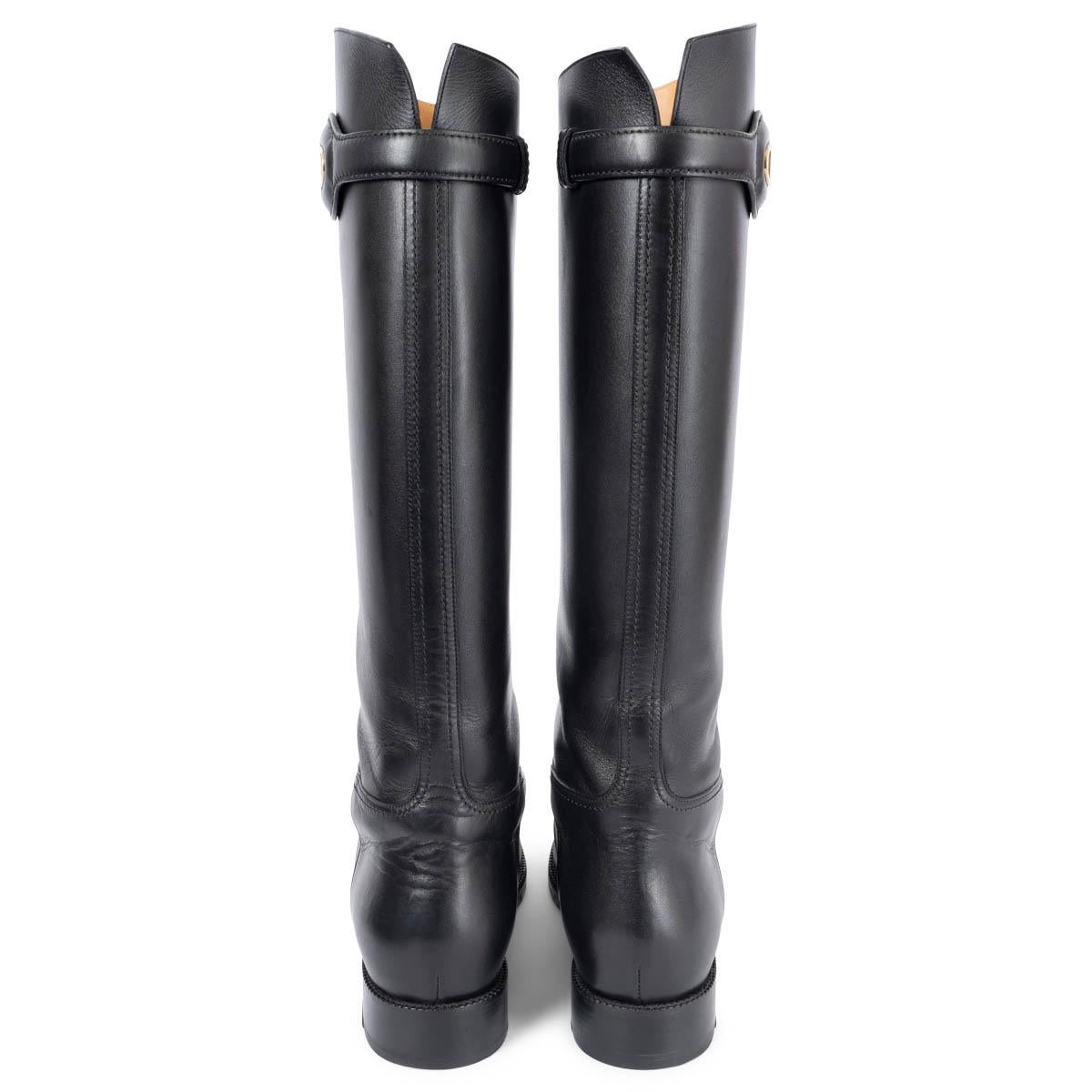CHRISTIAN DIOR black leather DIORABLE RIDING Boots Shoes 37 For Sale 1