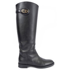 CHRISTIAN DIOR black leather DIORABLE RIDING Boots Shoes 37