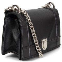 CHRISTIAN DIOR black leather DIORAMA SMALL Shoulder Bag