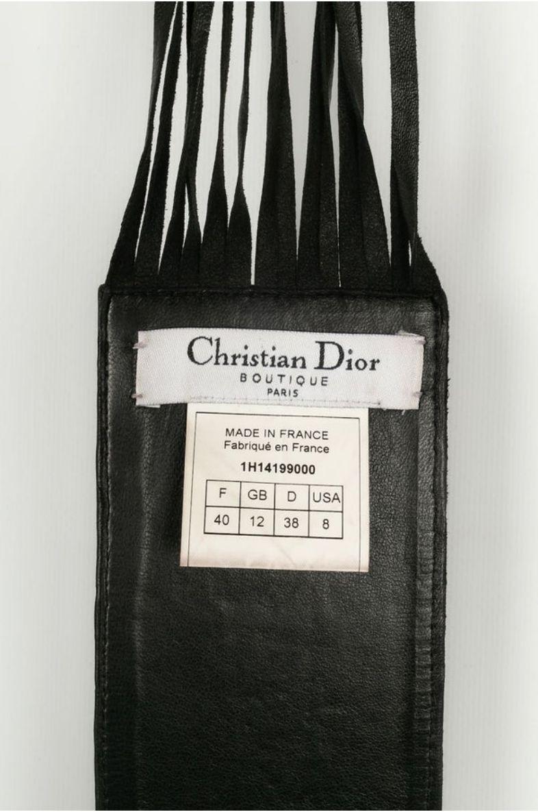 Christian Dior Black Leather Embroidered Belt, 2001 4