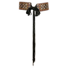 Ceinture brodée en cuir noir de Christian Dior, 2001