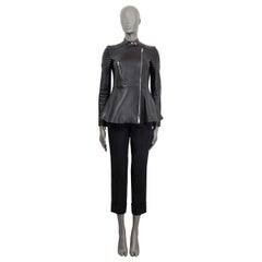 CHRISTIAN DIOR black leather FLARED BIKER Jacket 36 XS
