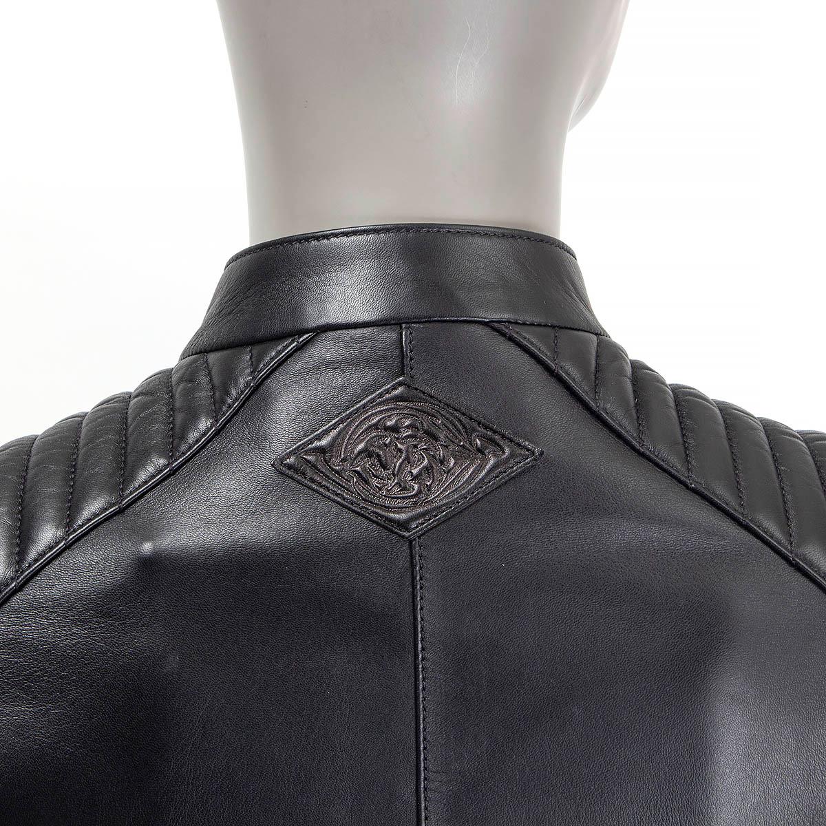 CHRISTIAN DIOR black leather FLARED BIKER Jacket 36 XS For Sale 2