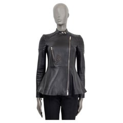 CHRISTIAN DIOR black leather FLARED BIKER Jacket 36 XS