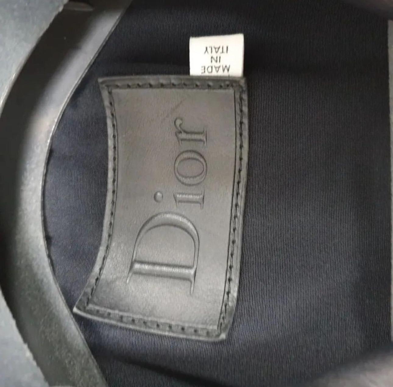Christian Dior Black Leather Flared Jacket  For Sale 4