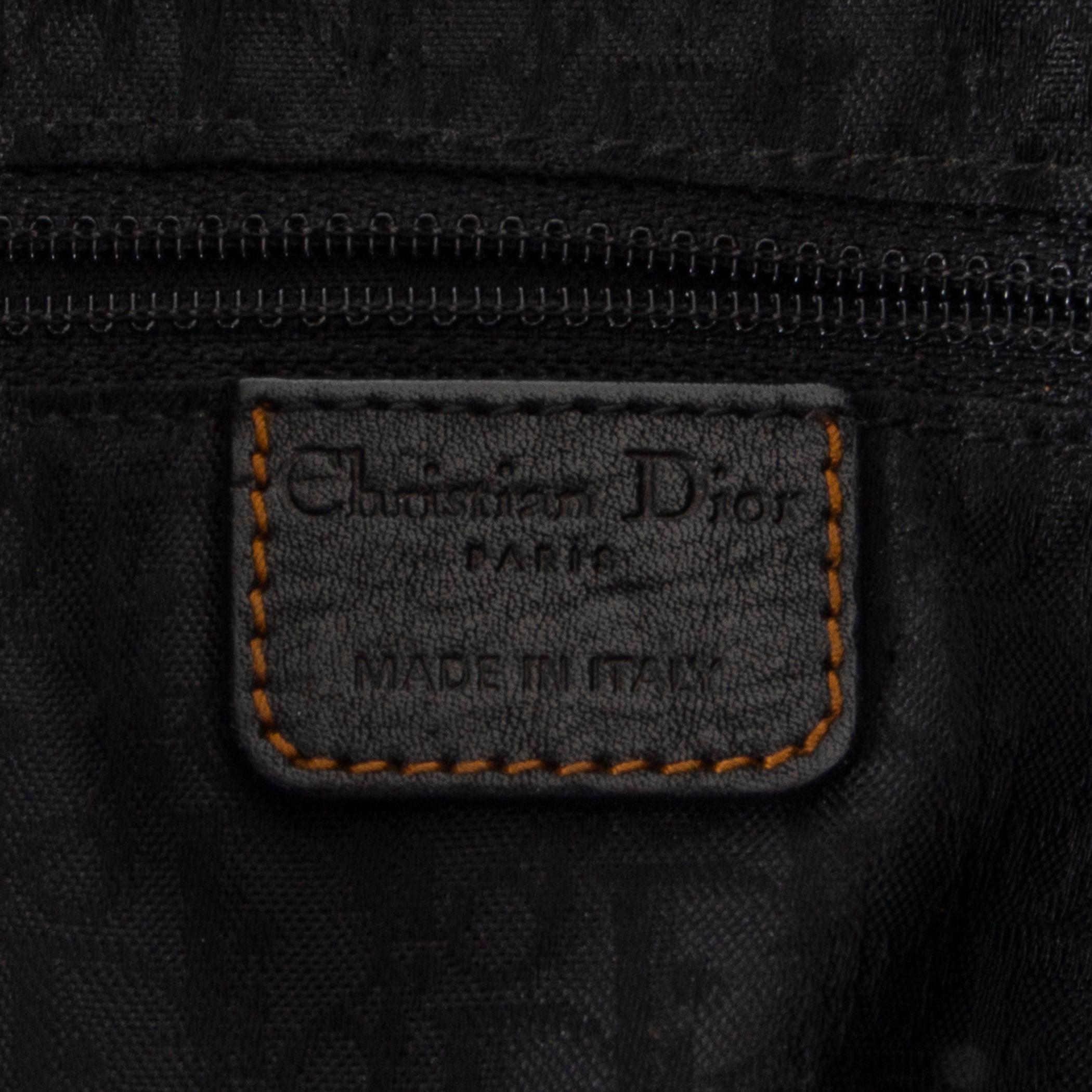 Women's CHRISTIAN DIOR black leather GAUCHO SADDLE Shoulder Bag