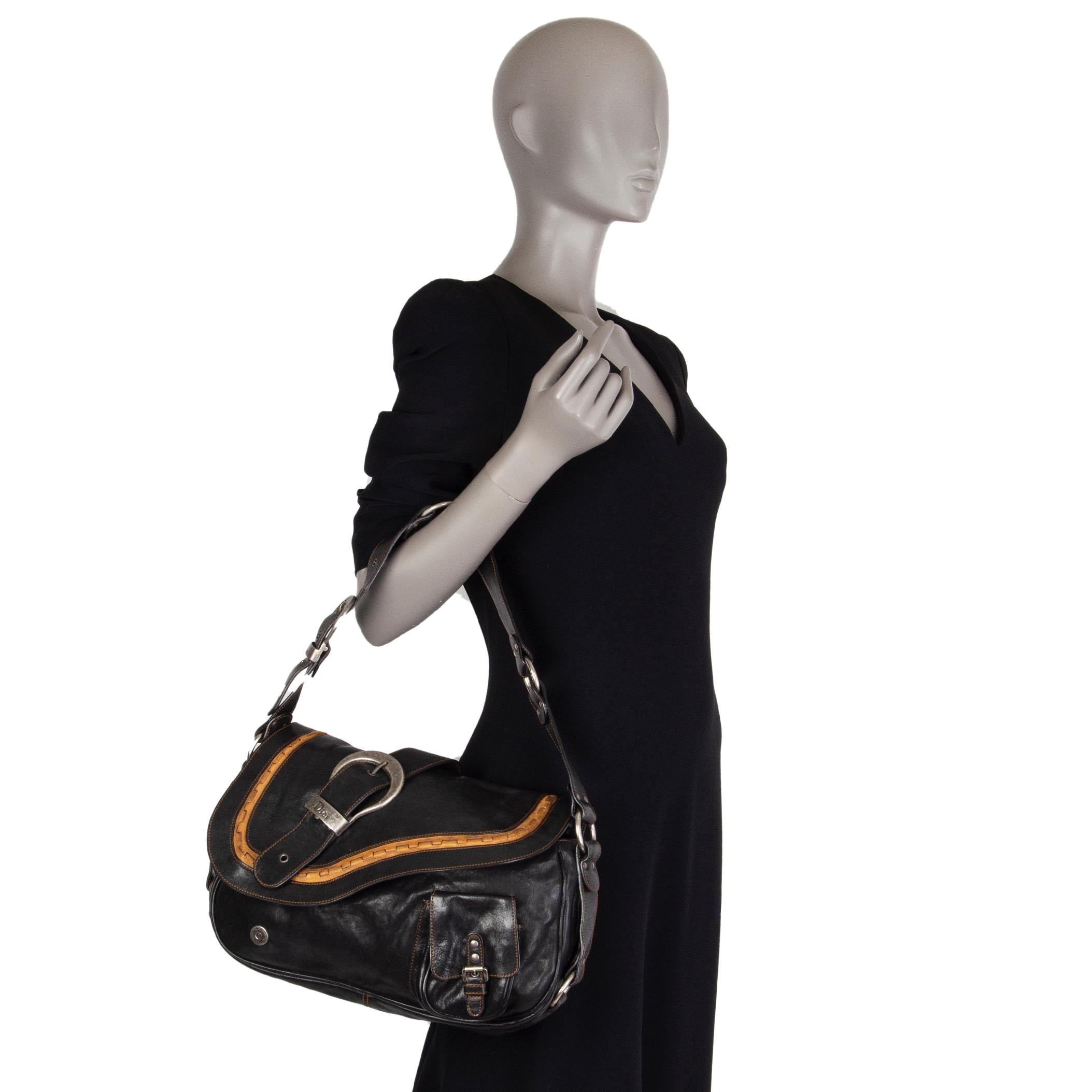 CHRISTIAN DIOR GAUCHO SADDLE Umhängetasche aus schwarzem Leder 4