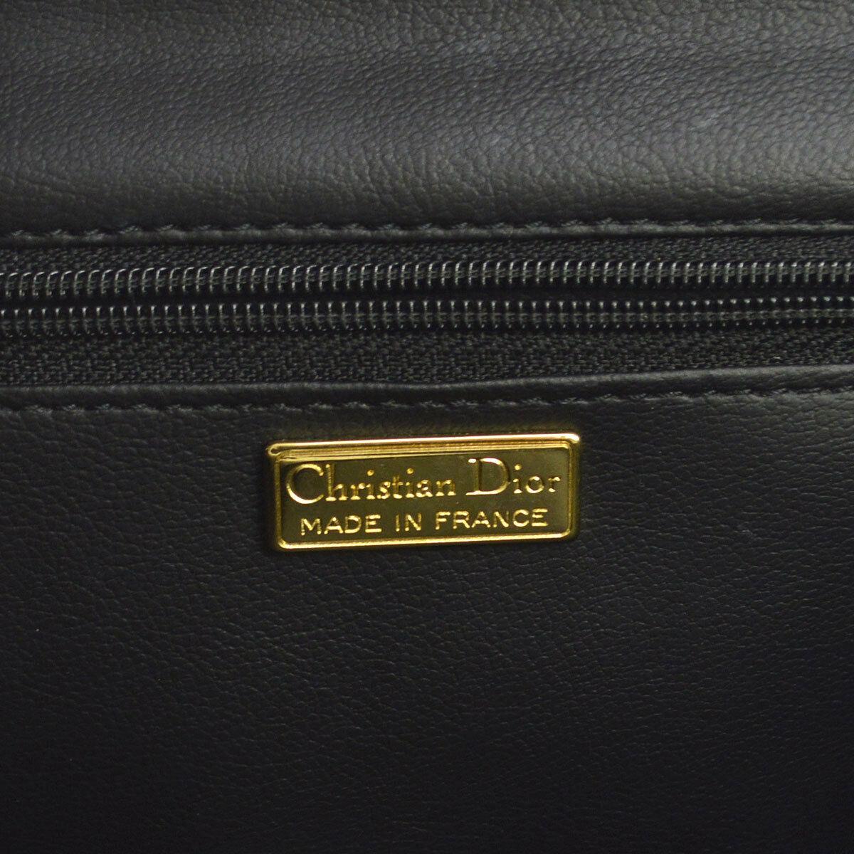 Christian Dior Black Leather Gold Emblem Logo 2 in 1 Clutch Shoulder Flap Bag 1