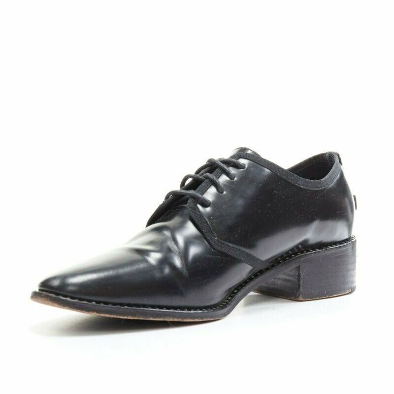 CHRISTIAN DIOR black leather grosgrain trimmed laced crystal outsole oxford EU38 In Good Condition In Hong Kong, NT