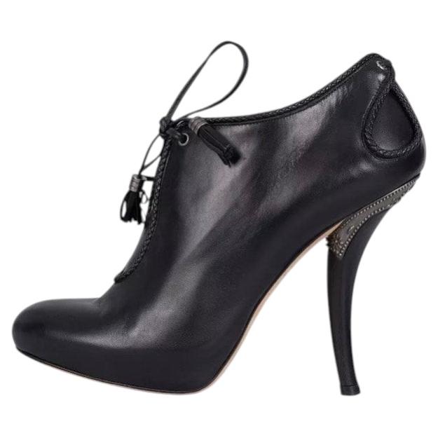 Christian Dior Black Leather Heeled Ankle Boots Sz.39.5