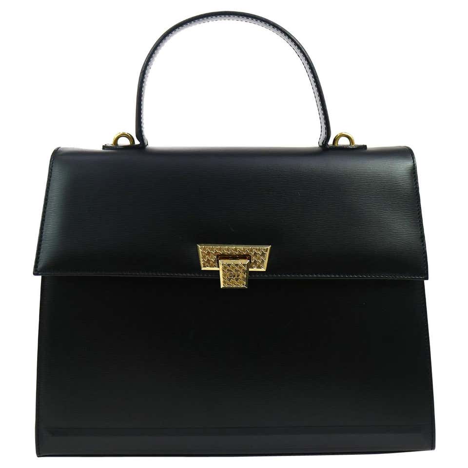 Christian Dior Black Leather Kelly Style Top Handle Satchel Evening ...
