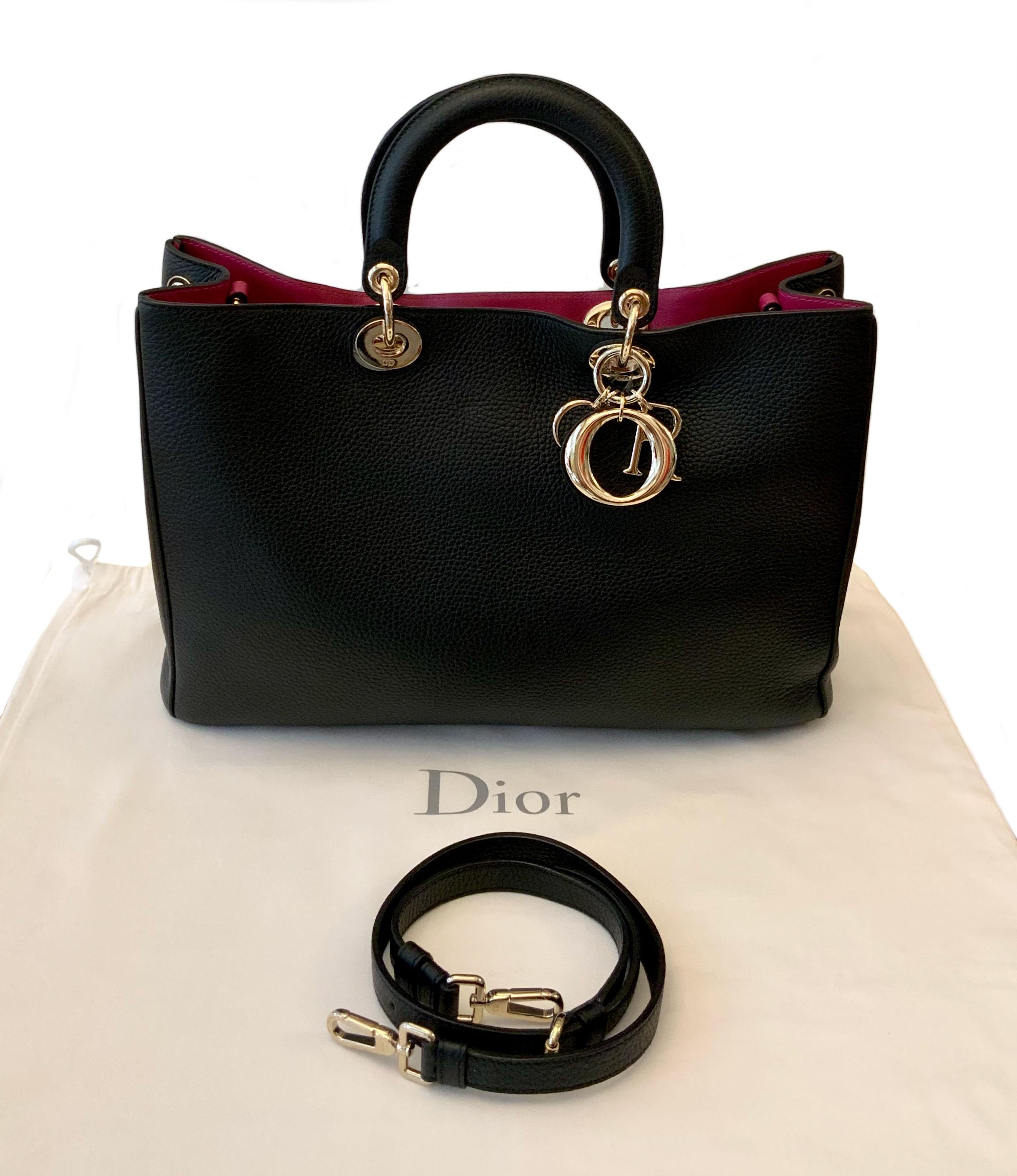 Christian Dior Schwarzes Leder Große Diorissimo Tote Tasche für Damen oder Herren