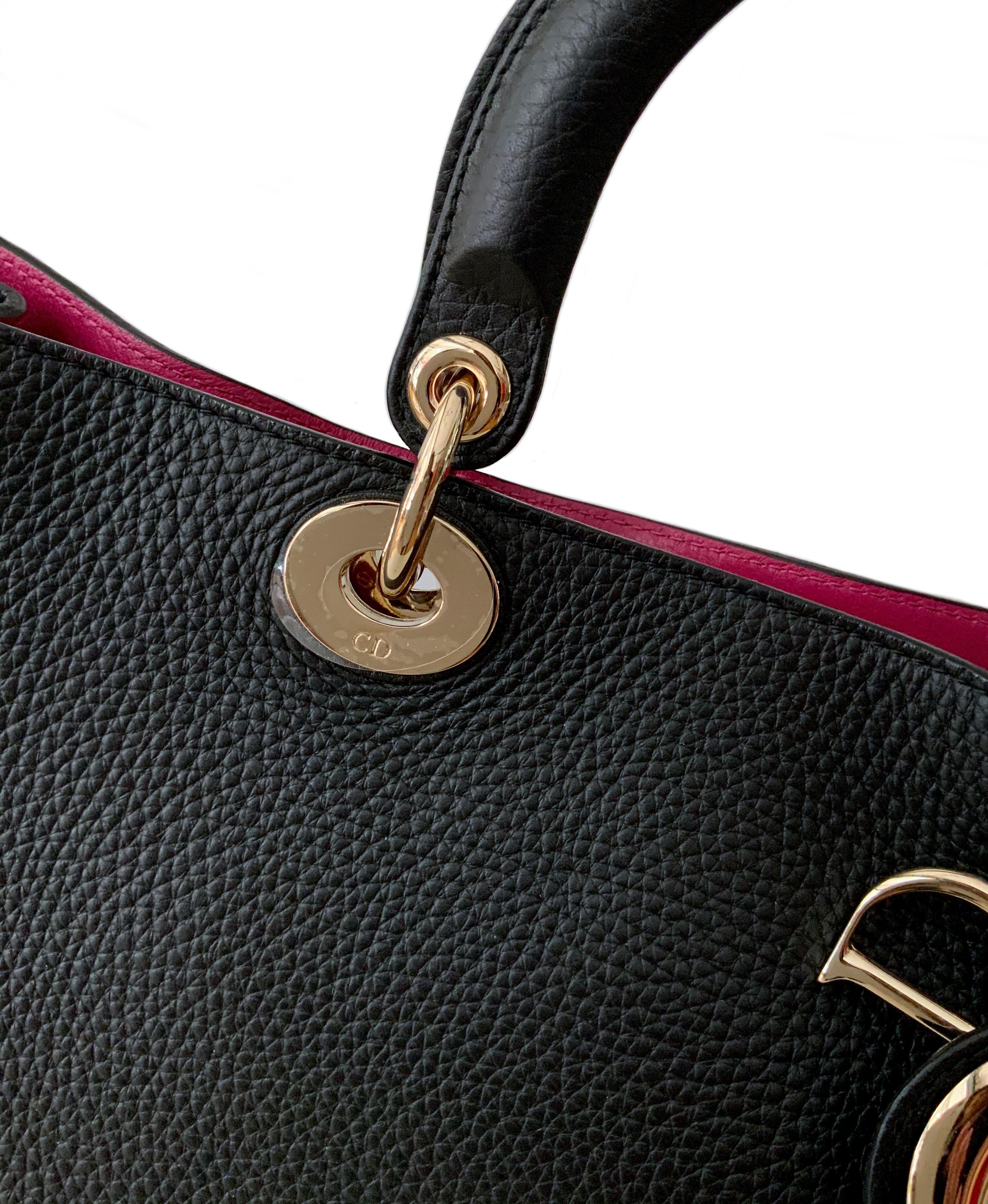 Christian Dior Schwarzes Leder Große Diorissimo Tote Tasche 1