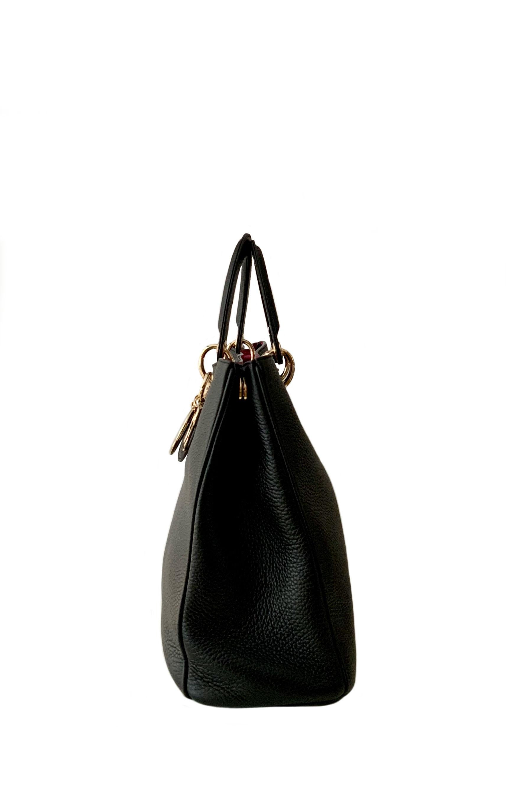 Christian Dior Schwarzes Leder Große Diorissimo Tote Tasche 2