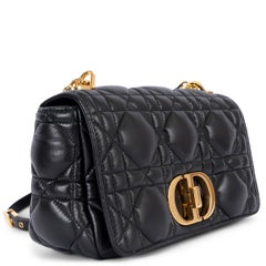 CHRISTIAN DIOR black leather MEDIUM CARO Shoulder Bag