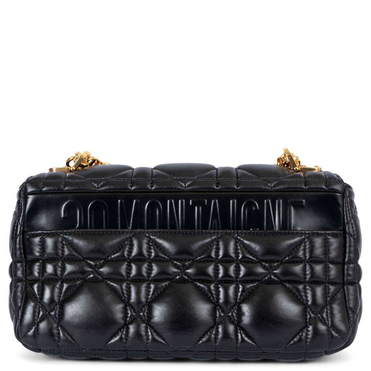 Women's CHRISTIAN DIOR black leather MEDIUM CARO Shoulder Bag For Sale