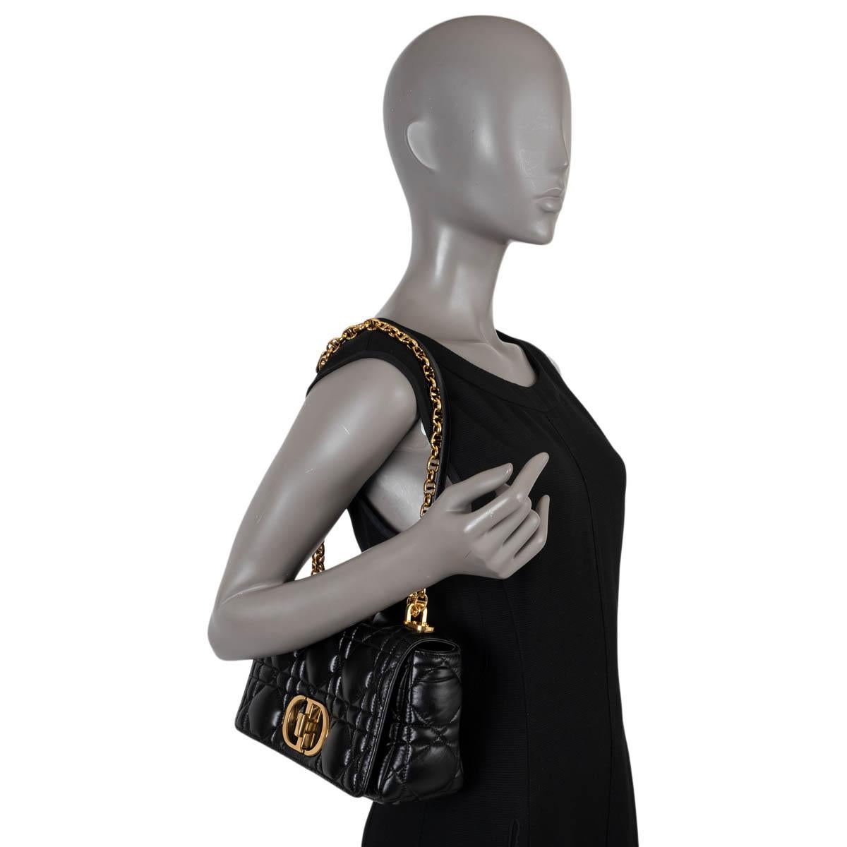 CHRISTIAN DIOR black leather MEDIUM CARO Shoulder Bag For Sale 5
