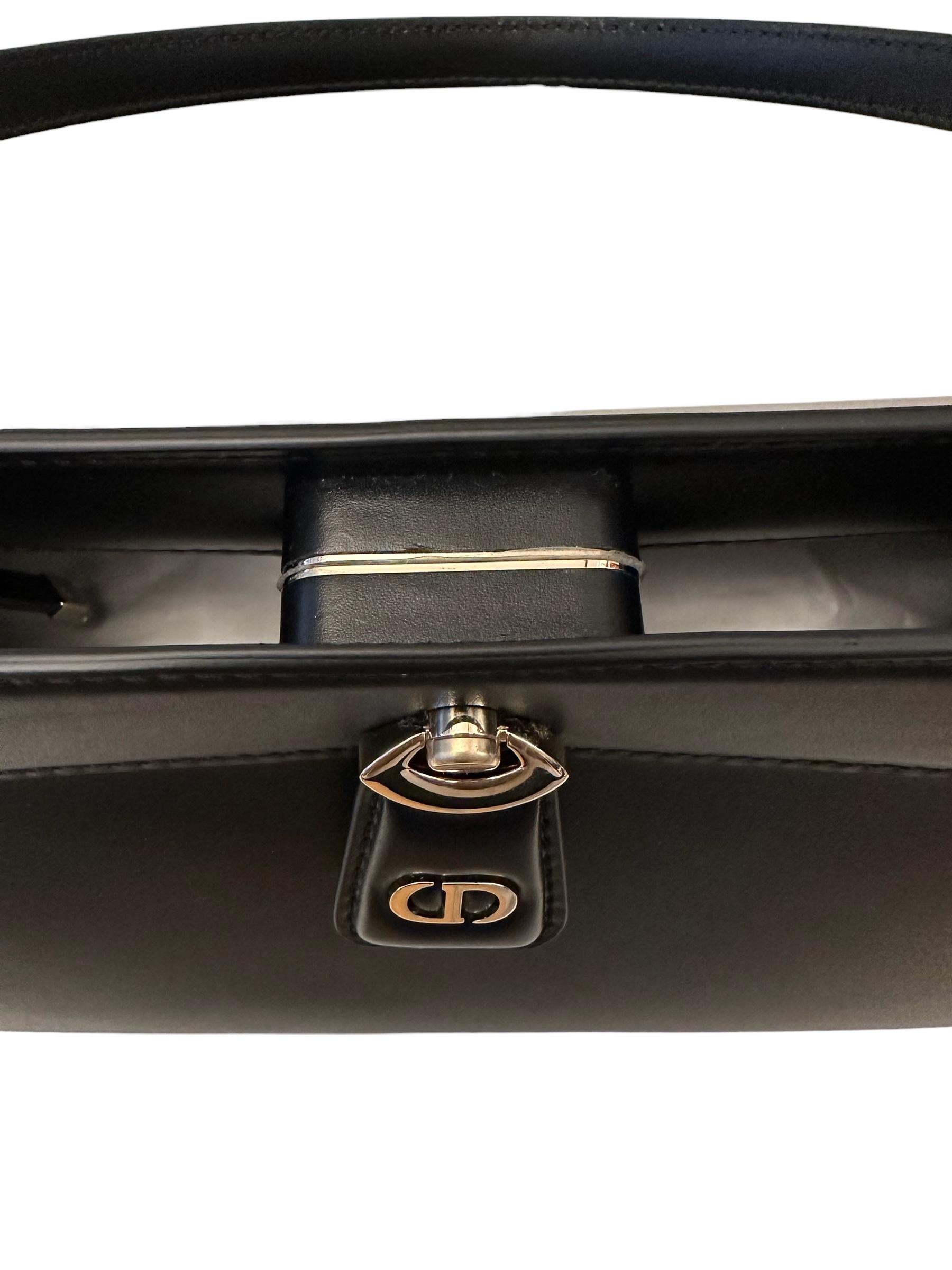 Christian Dior Sac à clés moyen en cuir noir en vente 8