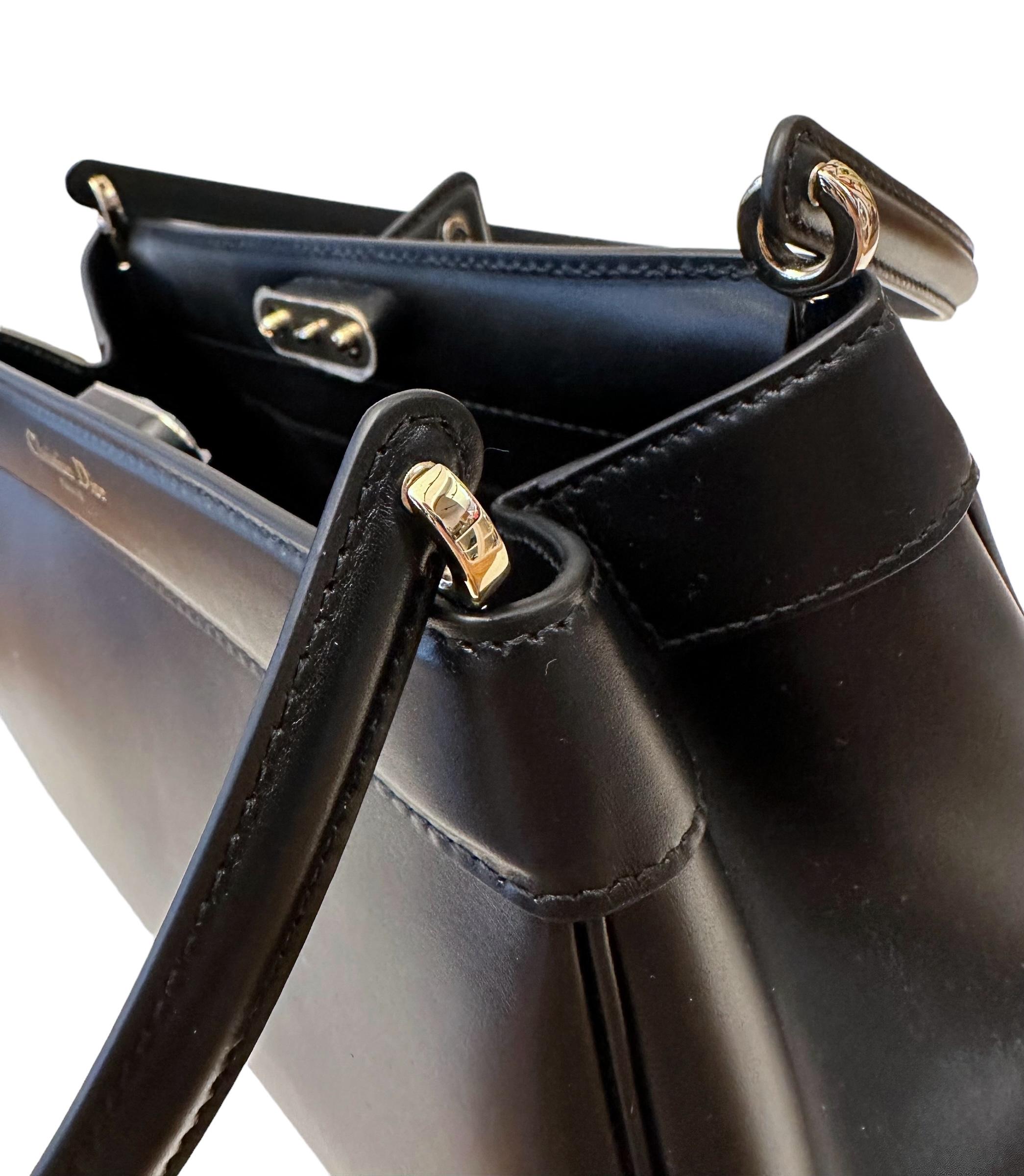 Christian Dior Black Leather Medium Dior Key Bag For Sale 2