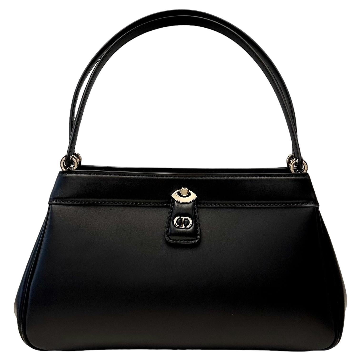Christian Dior Black Leather Medium Dior Key Bag For Sale