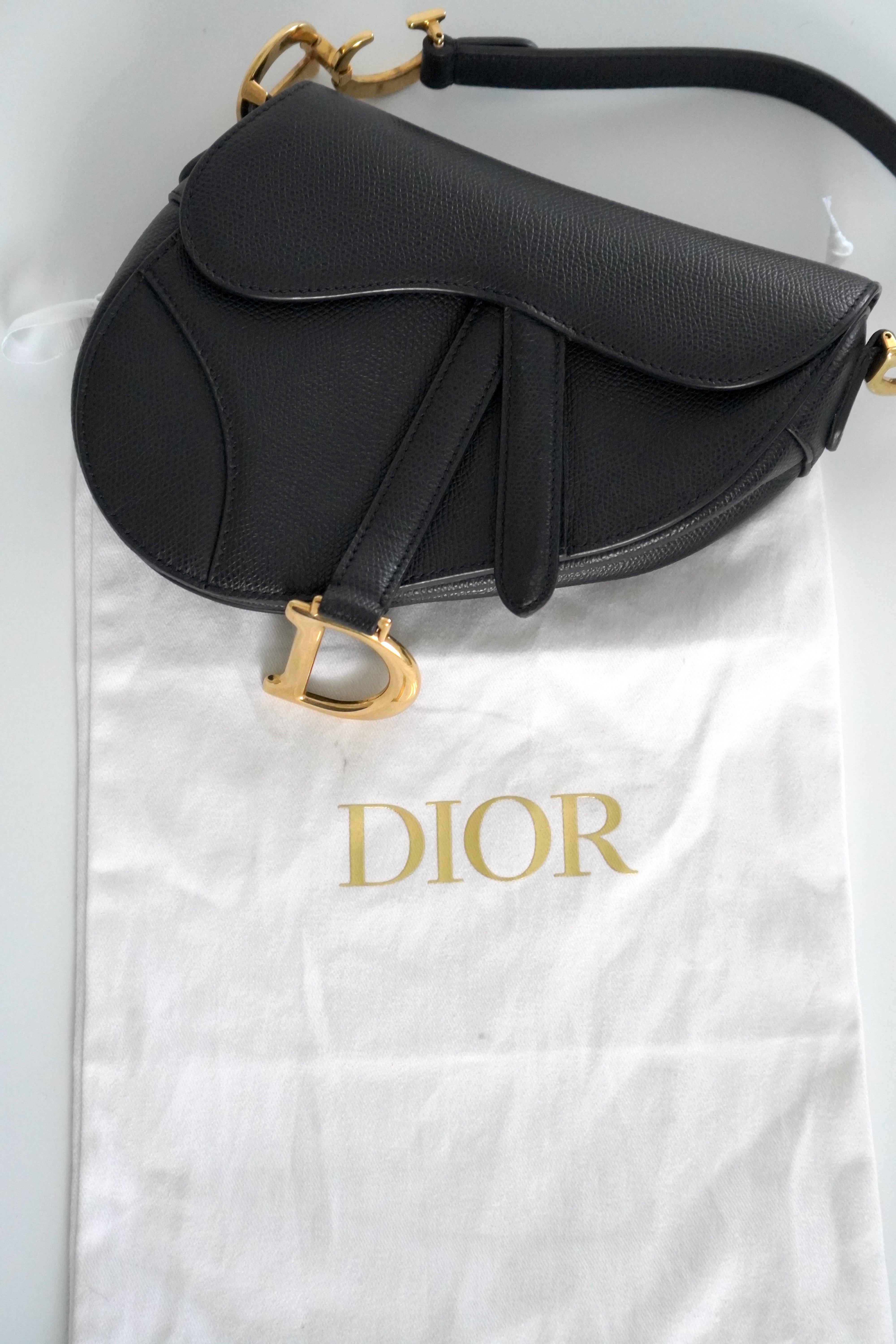 Christian Dior Black Leather Mini Saddle Bag  7