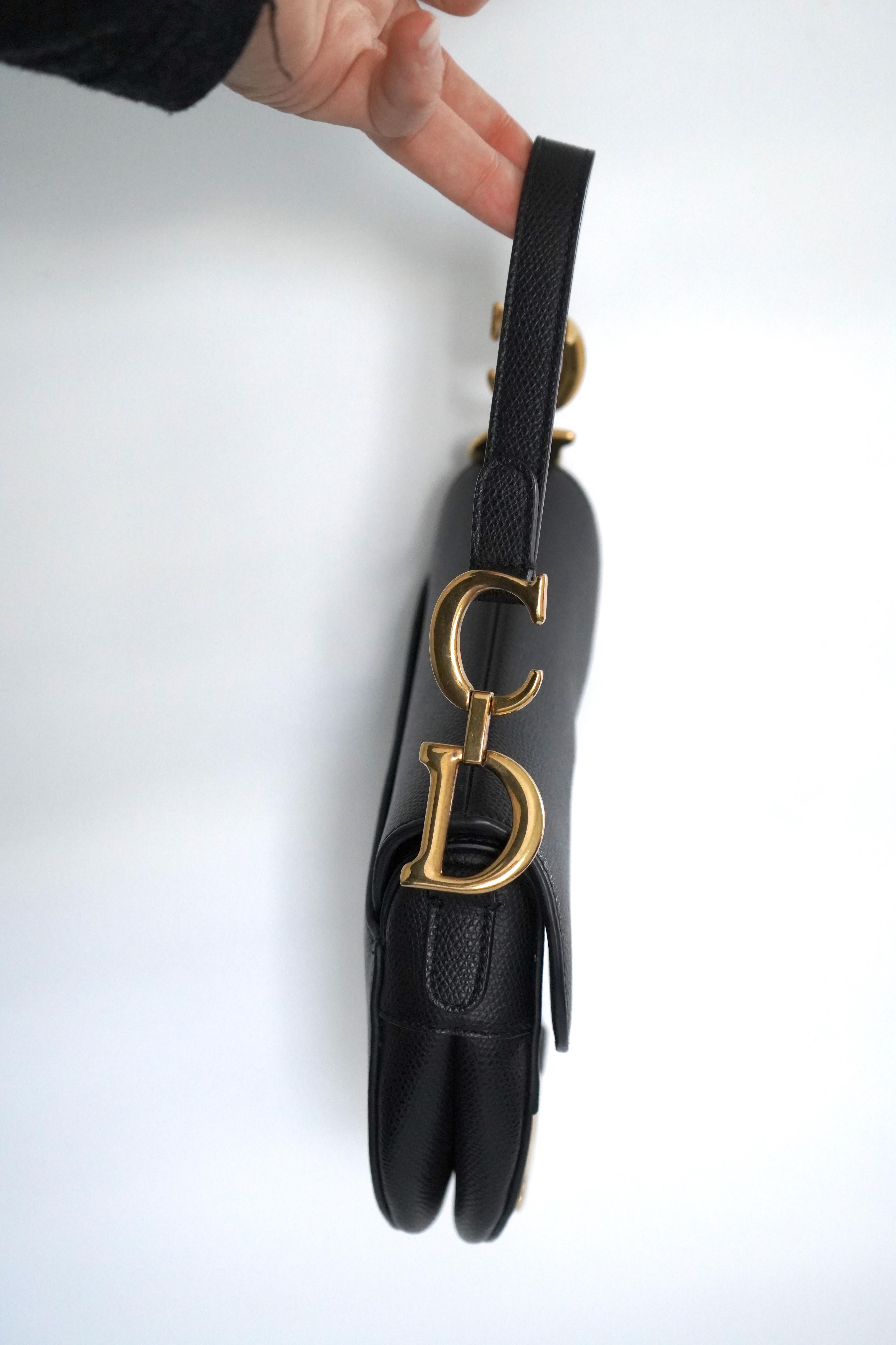 Christian Dior Black Leather Mini Saddle Bag  In Good Condition In Beverly Hills, CA