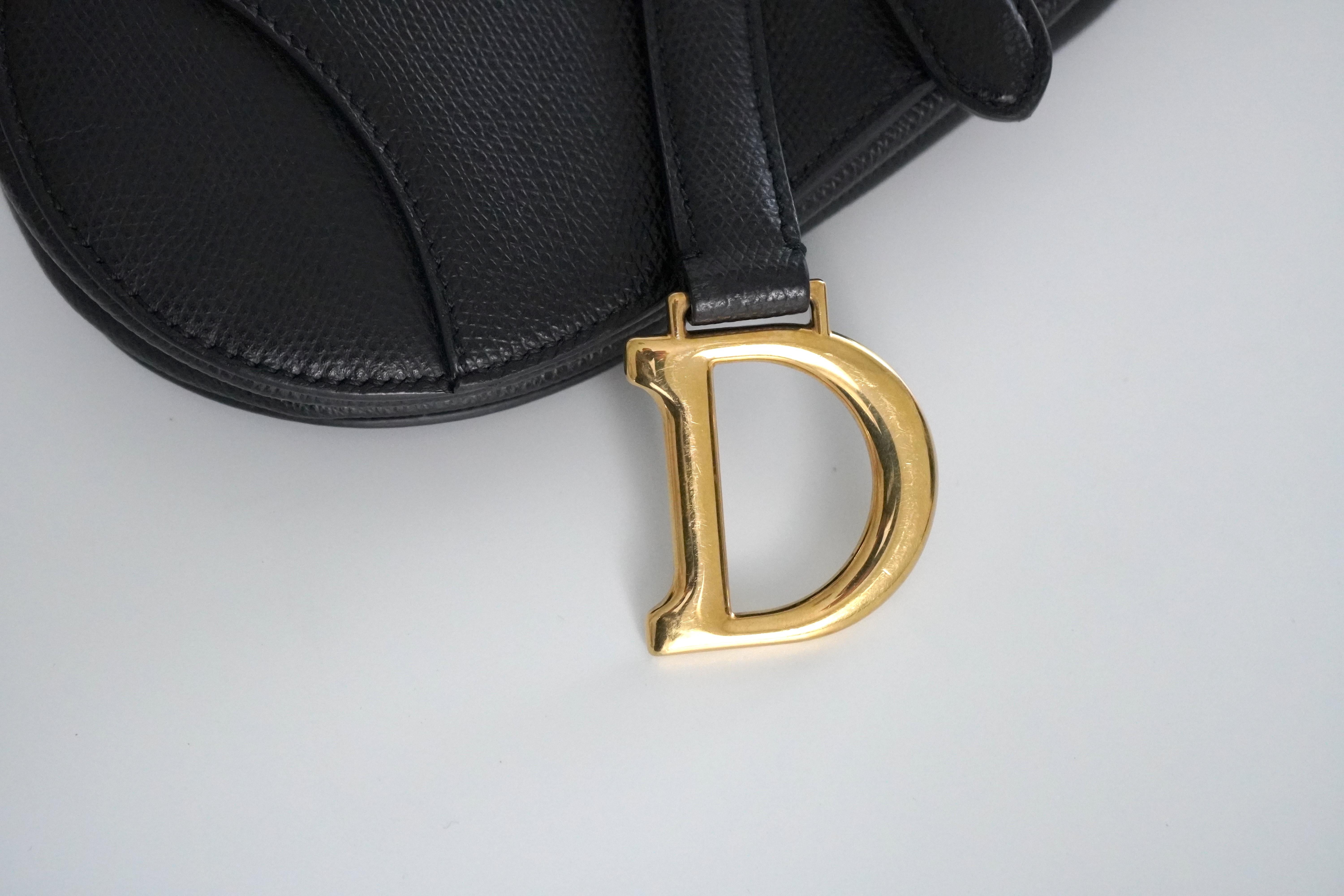 Christian Dior Black Leather Mini Saddle Bag  2