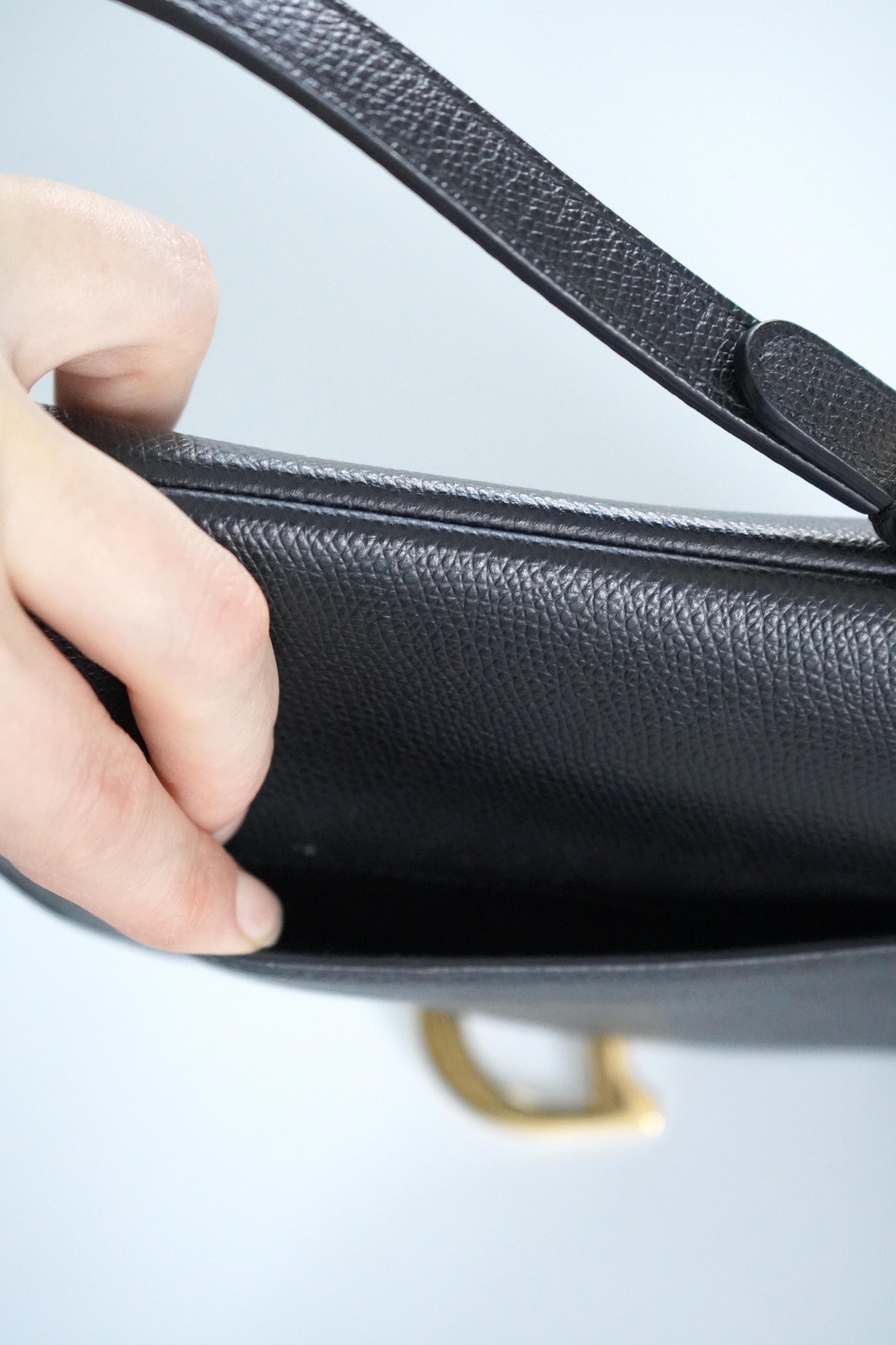 Christian Dior Black Leather Mini Saddle Bag  5