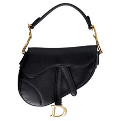 Christian Dior Black Leather Mini Saddle Bag 