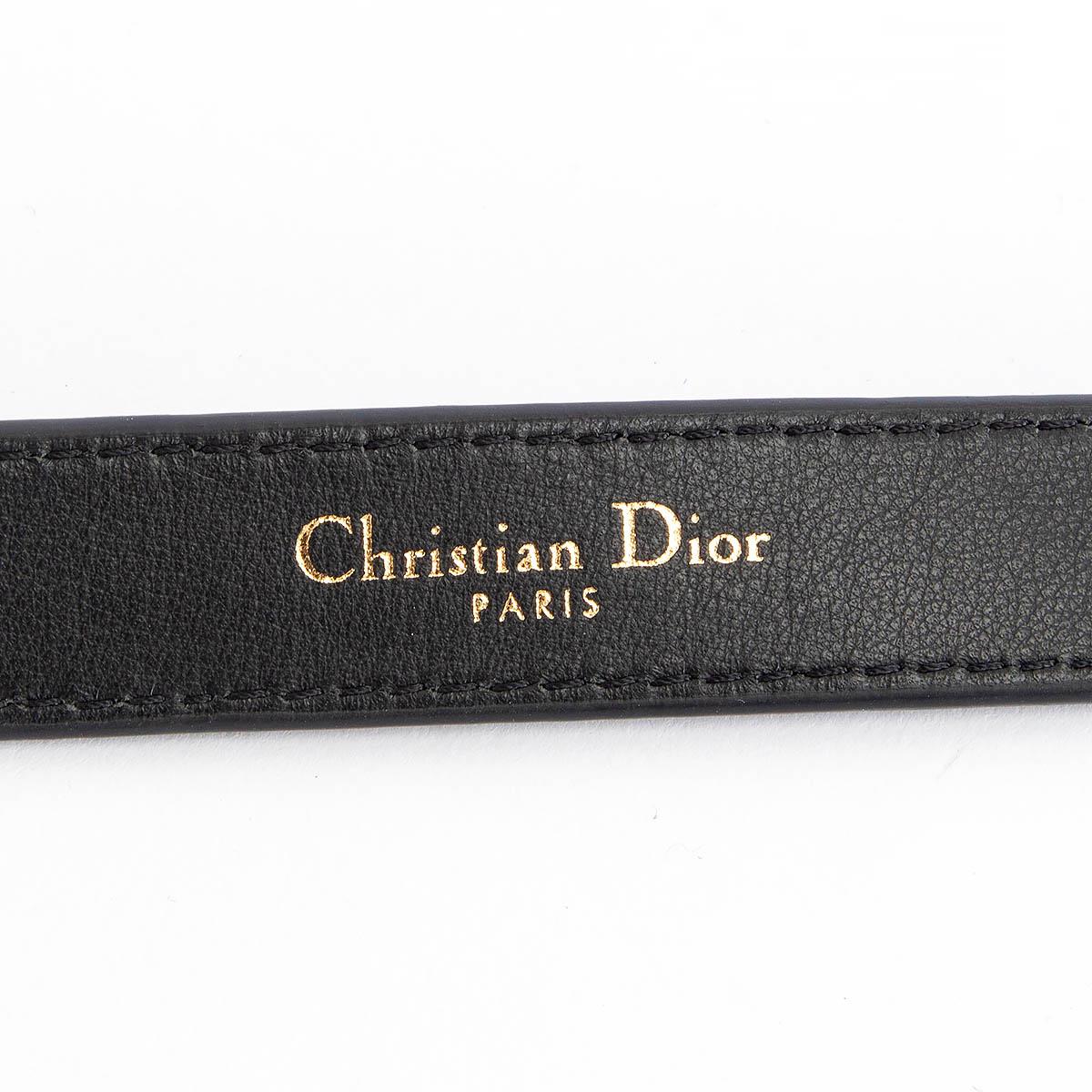 Black CHRISTIAN DIOR black leather MONTAIGNE BOBBY CD Belt 80 For Sale