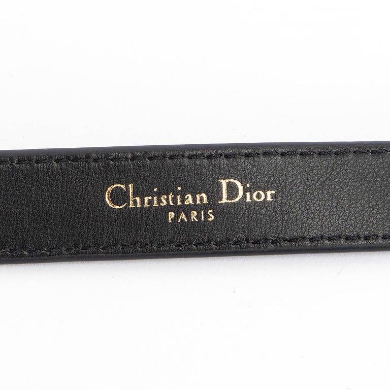 CHRISTIAN DIOR black leather MONTAIGNE BOBBY CD Belt 80 For Sale 3