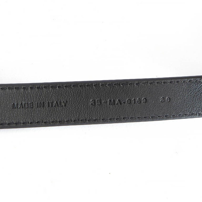 CHRISTIAN DIOR black leather MONTAIGNE BOBBY CD Belt 80 For Sale 4