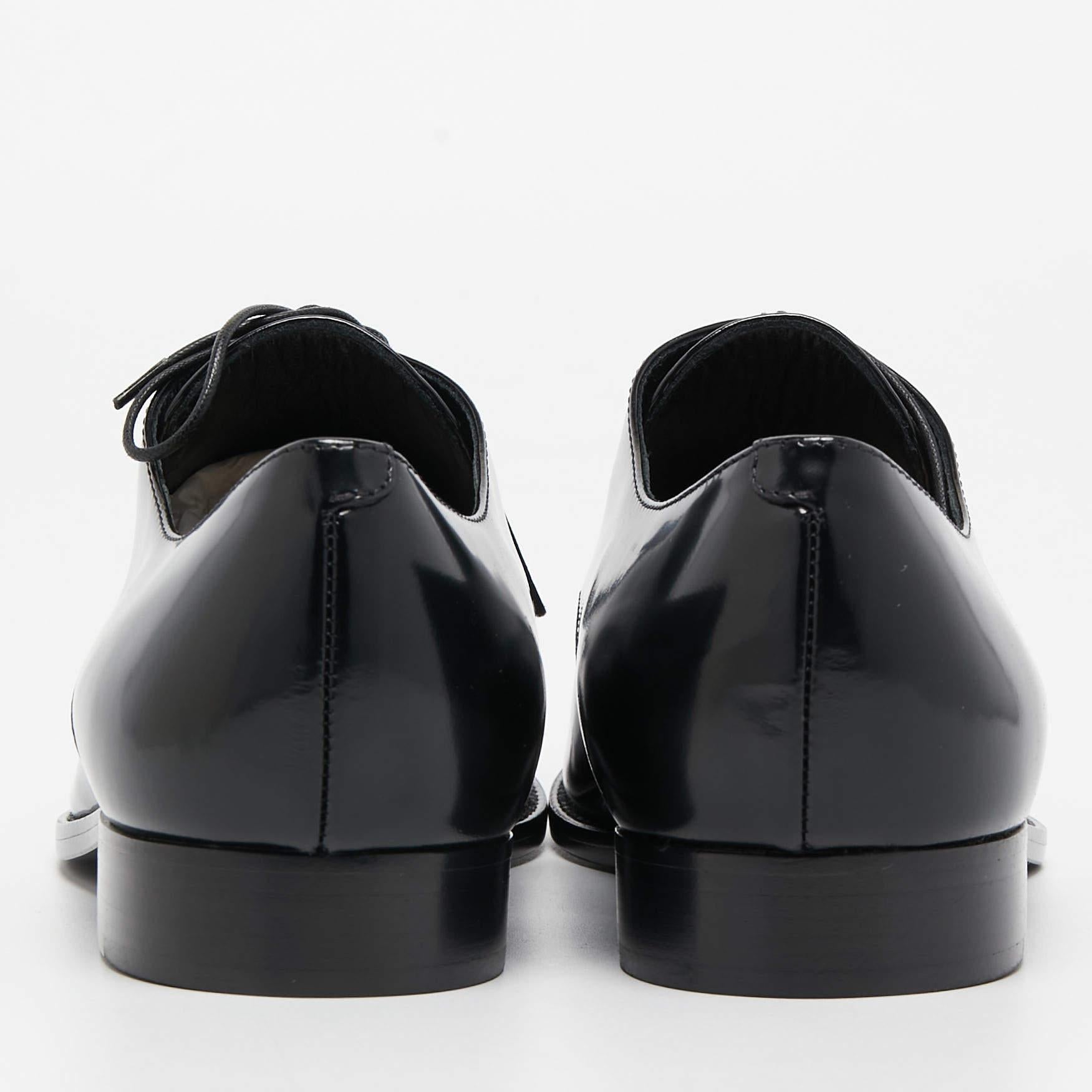 Christian Dior Black Leather Oxfords Size 37.5 In Excellent Condition In Dubai, Al Qouz 2