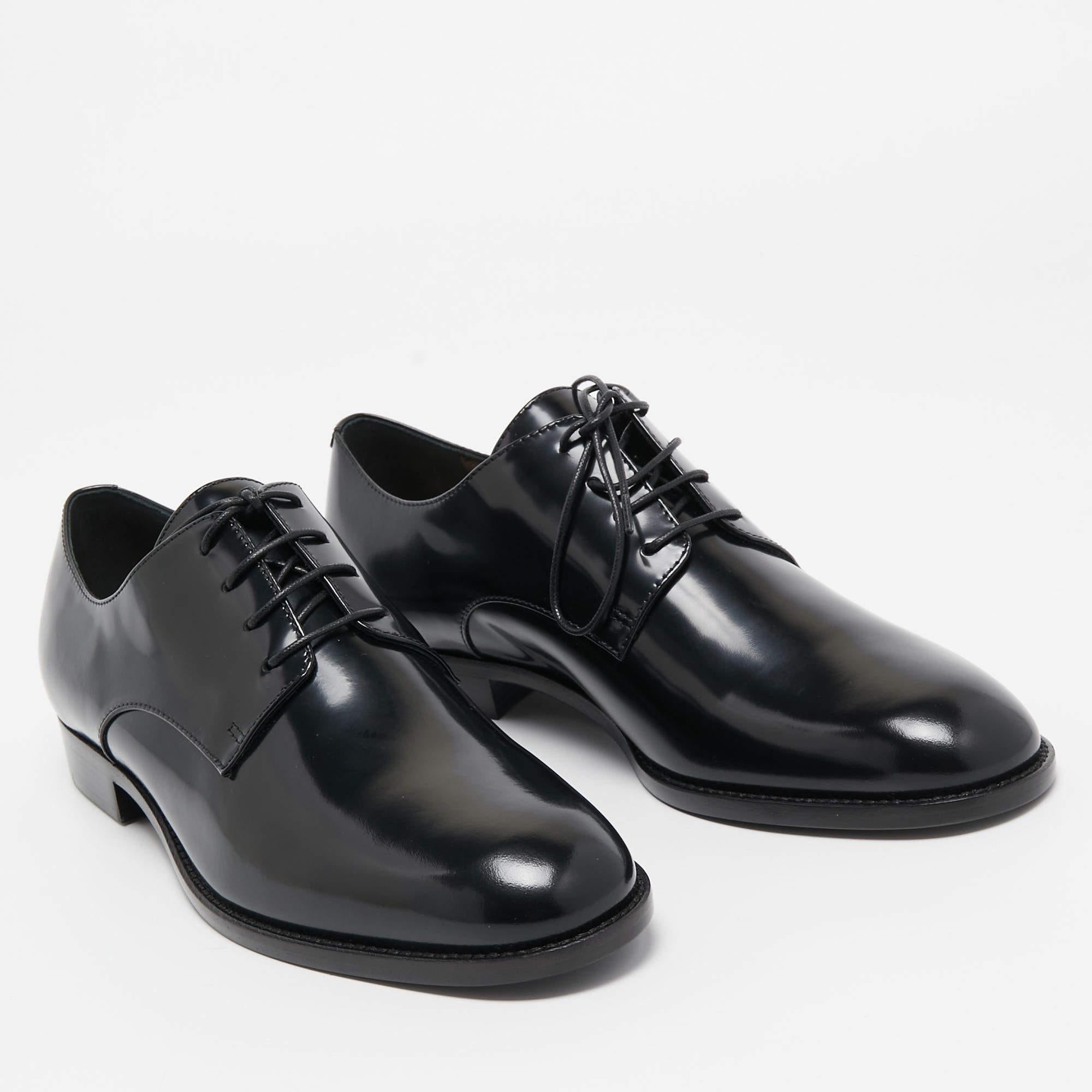 Christian Dior Black Leather Oxfords Size 37.5 2