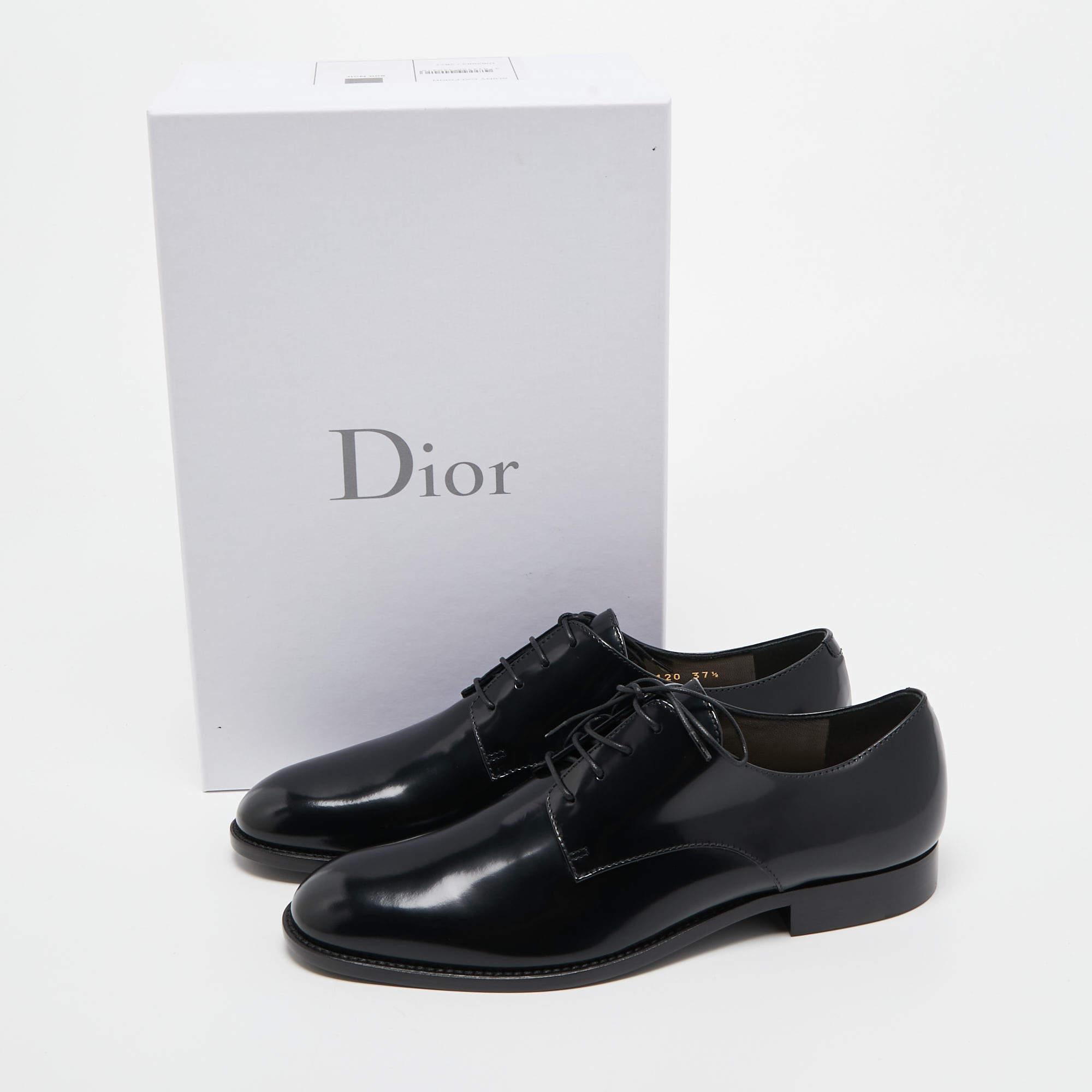 Christian Dior Black Leather Oxfords Size 37.5 4