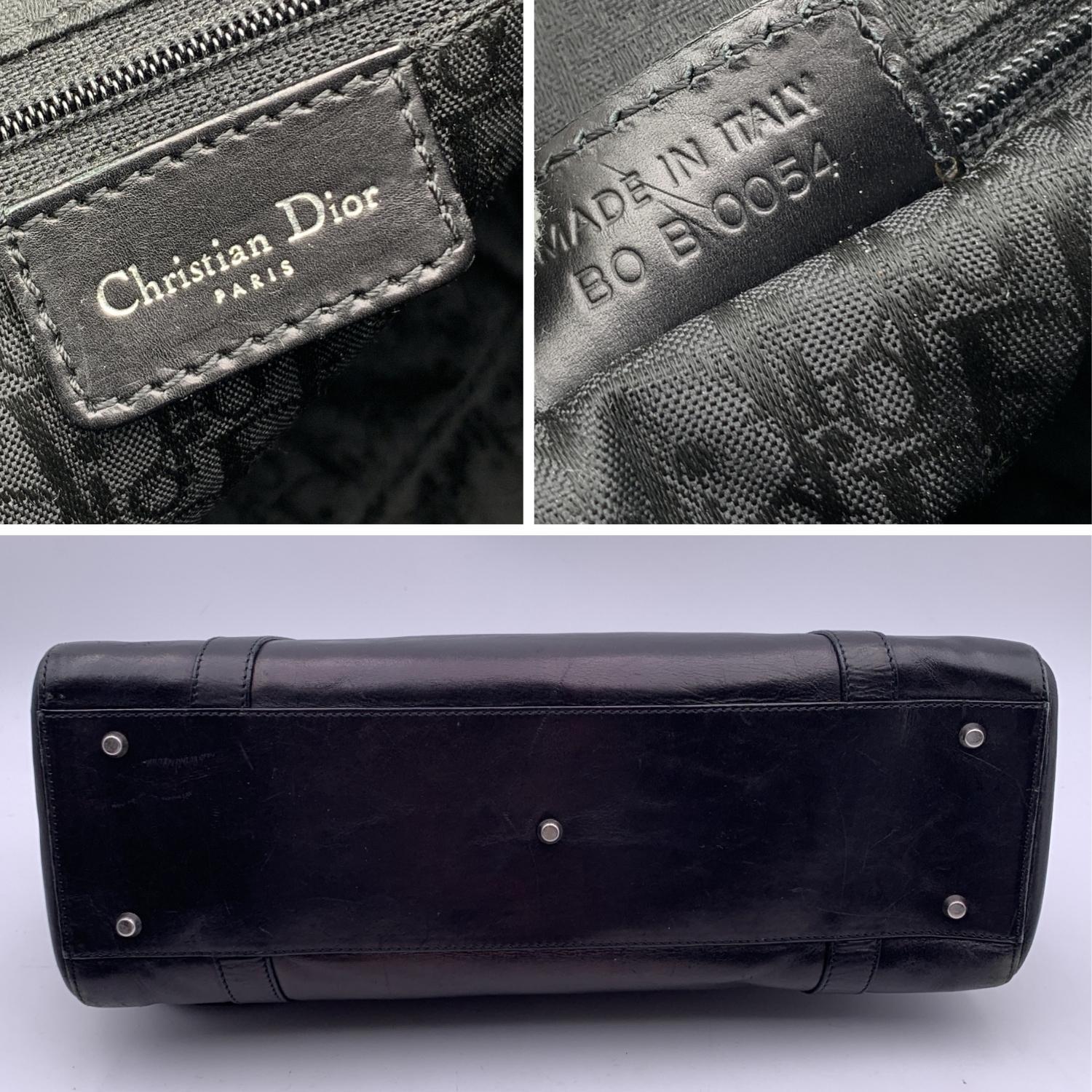 Christian Dior Black Leather Piercing Satchel Bowler Bag Handbag 13