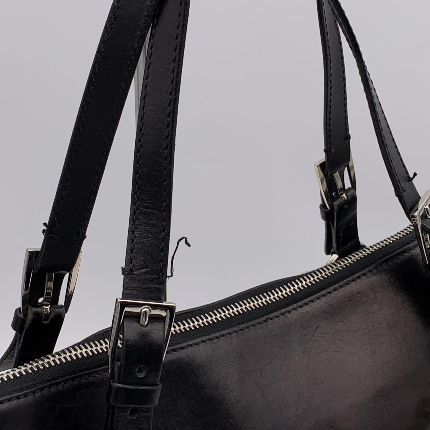 Christian Dior Black Leather Piercing Satchel Bowler Bag Handbag 16