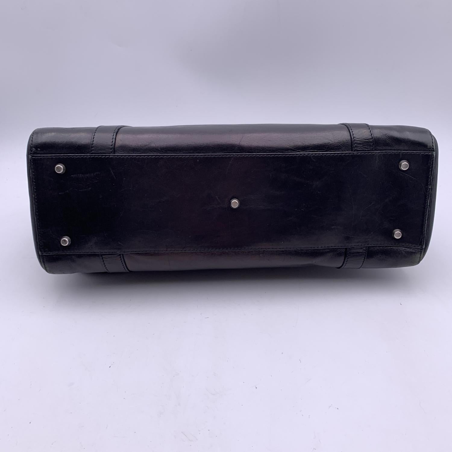 Christian Dior Black Leather Piercing Satchel Bowler Bag Handbag 17