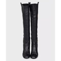 Christian Dior Black Leather Pull-On Boots with Logo Charms EU 40